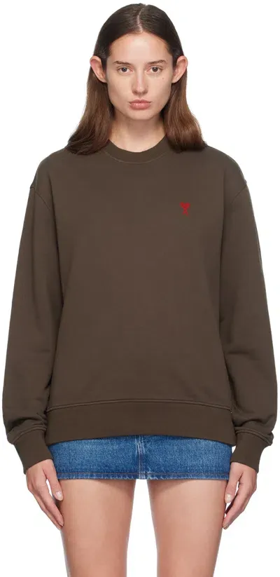 Ami Alexandre Mattiussi Brown Ami De Cœur Sweatshirt In Dark Coffee/221