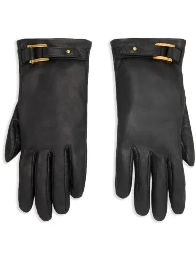 Ami Alexandre Mattiussi Buckled Leather Gloves In Black