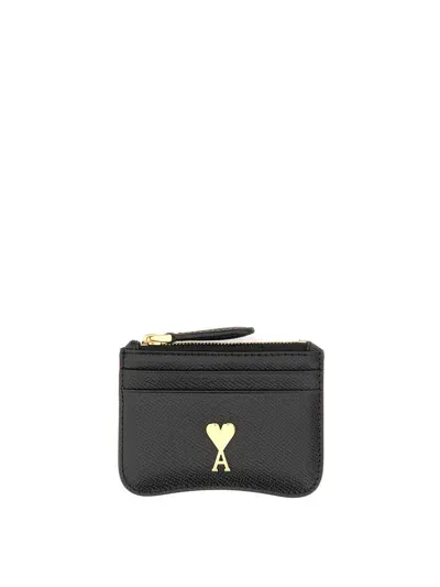 Ami Alexandre Mattiussi Zippered Card Case Ami De Coeur In Black