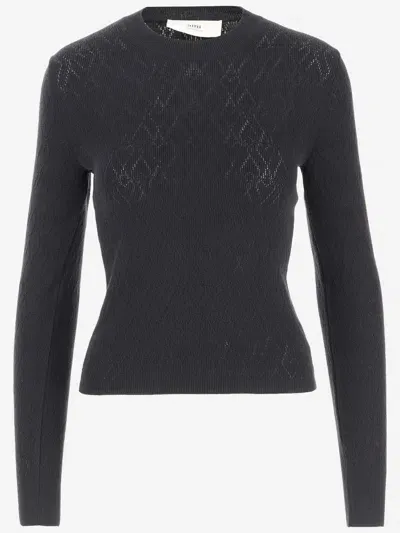 Ami Alexandre Mattiussi Cotton Blend Knit Pullover In Black