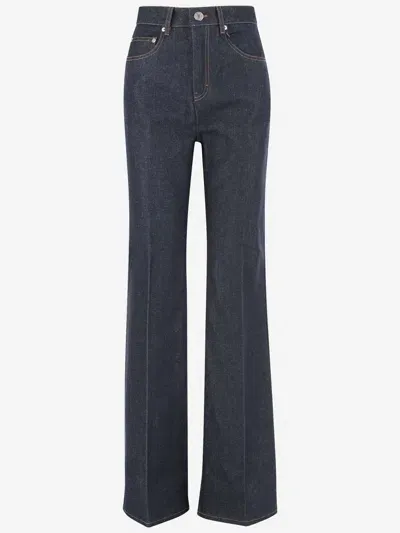 Ami Alexandre Mattiussi High Rise Flared Cotton Denim Jeans In Blue