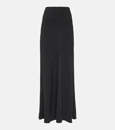 Ami Alexandre Mattiussi Maxi Satin Long Skirt In Black