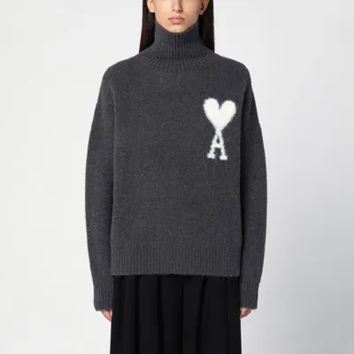 Ami Alexandre Mattiussi Dark Grey Ami De Coeur Turtleneck Sweater