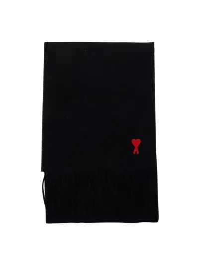 Ami Alexandre Mattiussi De Coeur Knitted Scarf In Black