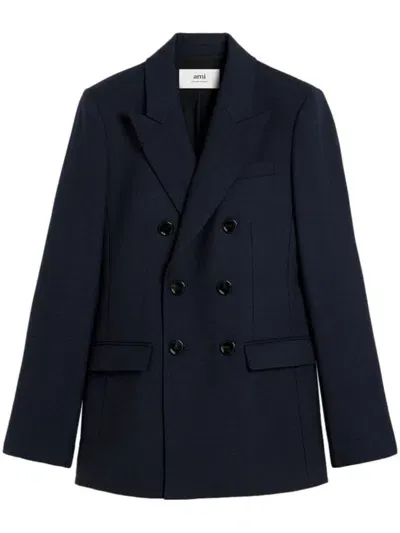 Ami Alexandre Mattiussi Double Breasted Buttoned Jacket In Navy Blue