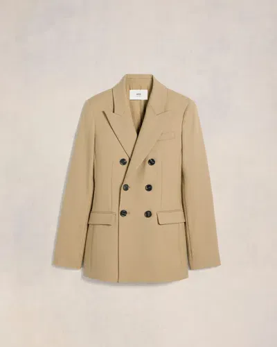 Ami Alexandre Mattiussi Double Breasted Buttoned Jacket In Sand