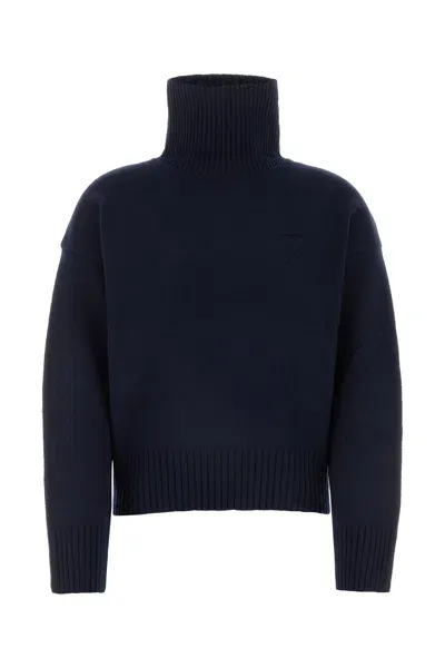 Ami Alexandre Mattiussi Embossed Adc Sweater-xl Nd Ami Female In Navy Blue