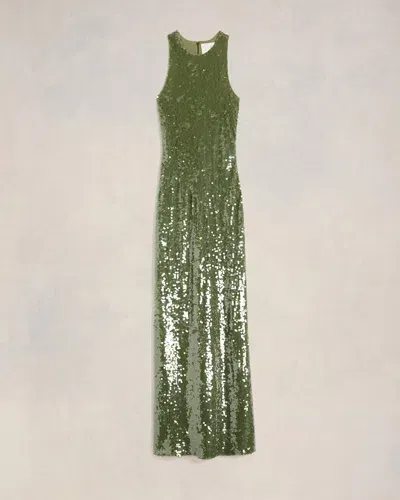 Ami Alexandre Mattiussi Embroidered Long Dress Green For Women