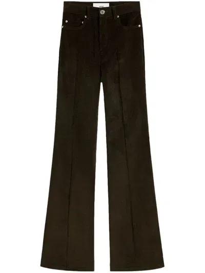 Ami Alexandre Mattiussi Flared Corduroy Trousers In Dark Coffee