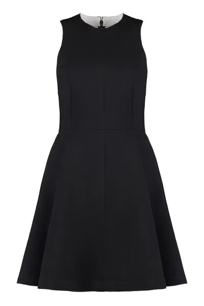 Ami Alexandre Mattiussi Black Flared Creased And Pleated Dress For Women In Black  