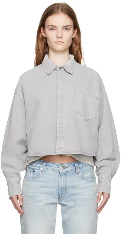 Ami Alexandre Mattiussi Gray Ami Denim Shirt In Javel Grey/0555