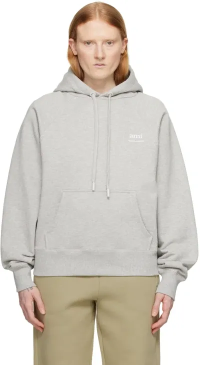 Ami Alexandre Mattiussi Gray Bonded Hoodie In Ash Grey/0951