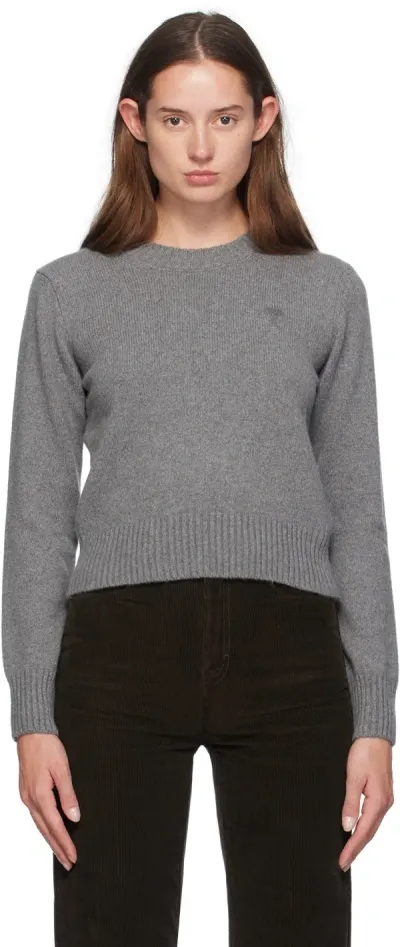 Ami Alexandre Mattiussi Ami Paris Ami De Coeur Cashmere Sweater In Gris