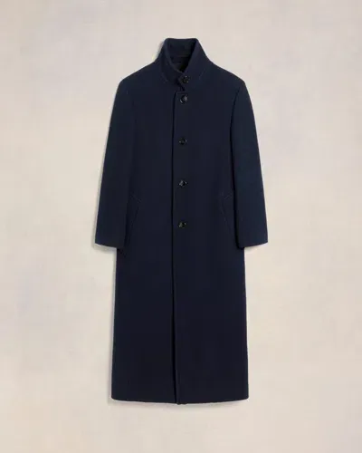 Ami Alexandre Mattiussi High-neck Wool Coat In Navy Blue