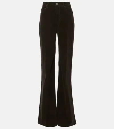 Ami Alexandre Mattiussi High-rise Cotton Corduroy Flared Pants In Brown