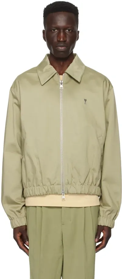 Ami Alexandre Mattiussi Khaki Ami De Cœur Bomber Jacket In Sauge/317