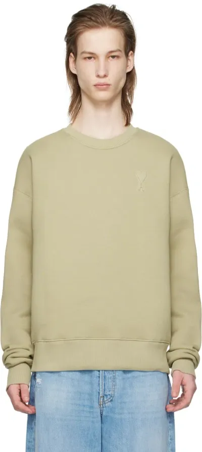 Ami Alexandre Mattiussi Khaki Ami De Cœur Sweatshirt In 317 Sauge