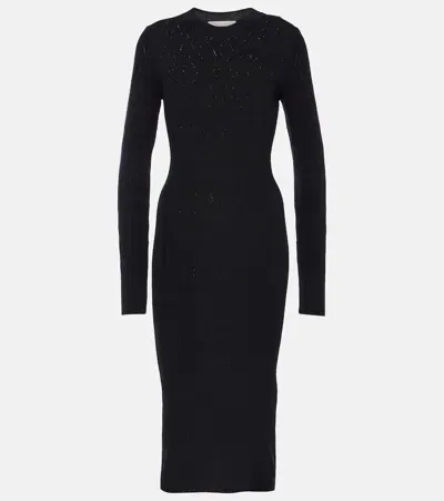 Ami Alexandre Mattiussi Knitted Cotton And Wool Midi Dress In Black