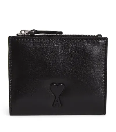 Ami Alexandre Mattiussi Leather Sor Voulez Vous Wallet In Black