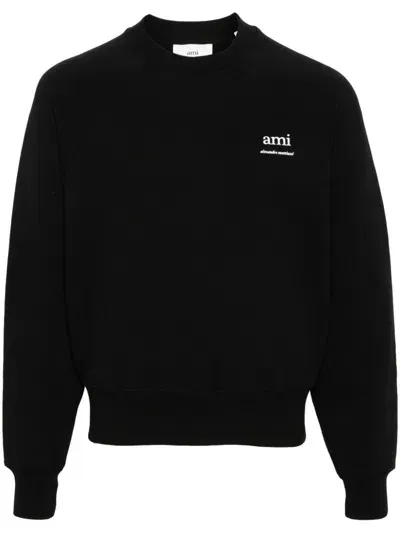 Ami Alexandre Mattiussi Logo Cotton Sweatshirt In Black