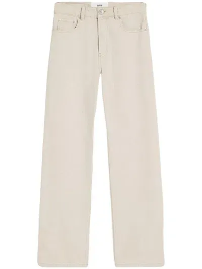 Ami Alexandre Mattiussi Logo-patch Cotton Jeans In Neutrals