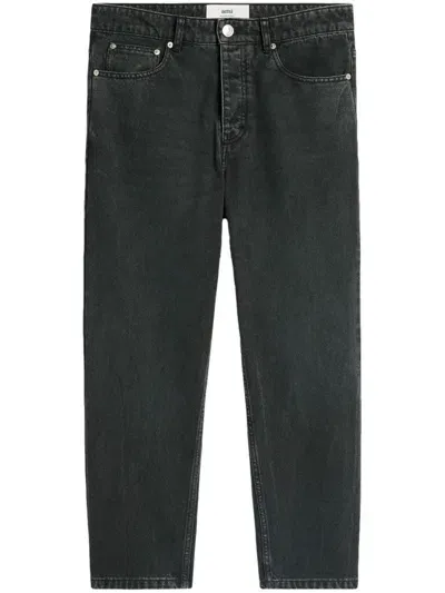 Ami Alexandre Mattiussi Logo Patch Tapered Jeans In Black