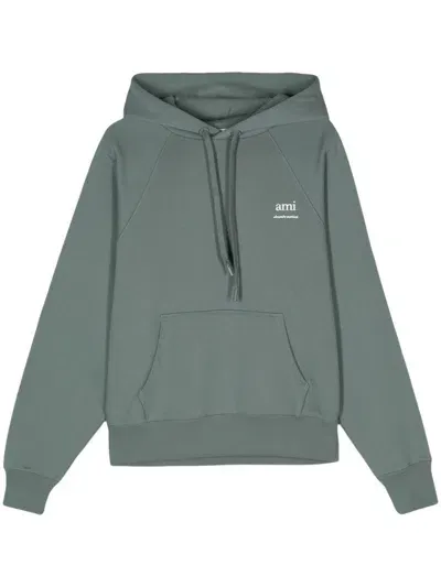 Ami Alexandre Mattiussi Logo-print Hoodie In Green