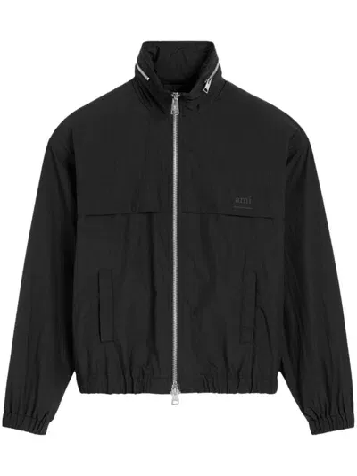 Ami Alexandre Mattiussi Logo-print Zip-up Windbreaker In Black