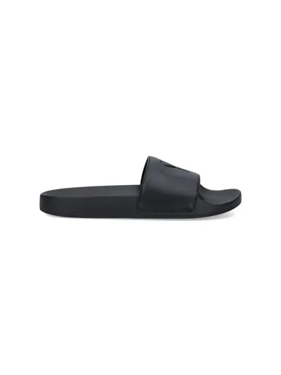 Ami Alexandre Mattiussi Logo Detail Rubber Slides In Black