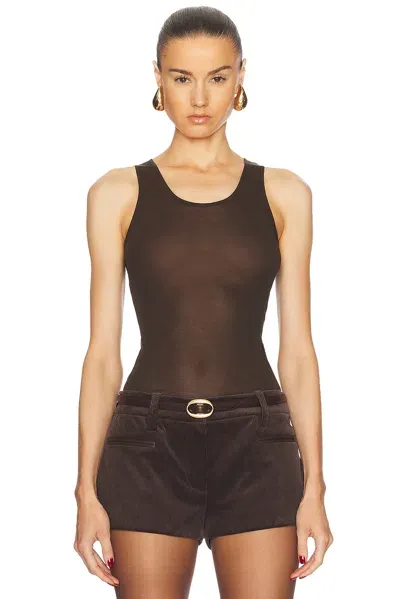 Ami Alexandre Mattiussi Low Cut Fluid Tank Top In Dark Coffee