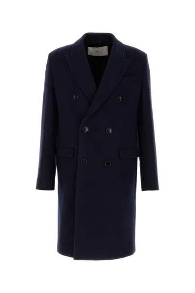 Ami Alexandre Mattiussi Oversize Double Breast Wool Blazer In Midnight Blue