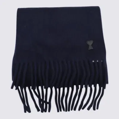 Ami Alexandre Mattiussi Navy Blue Wool Scarves