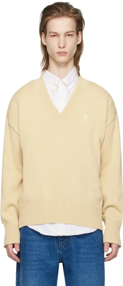 Ami Alexandre Mattiussi Off-white Ami De Cœur Sweater In 721 Cream