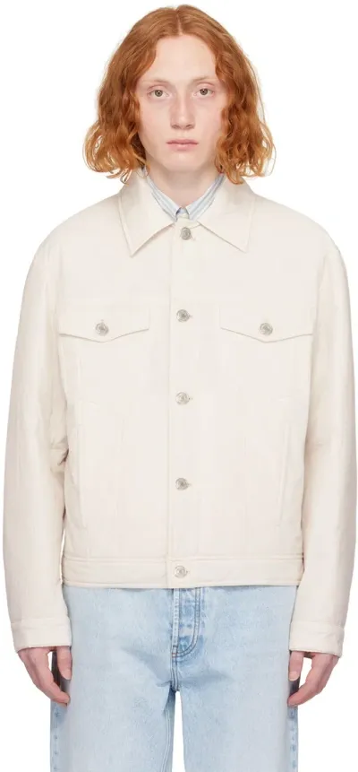 Ami Alexandre Mattiussi Off-white Padded Trucker Jacket In Chalk