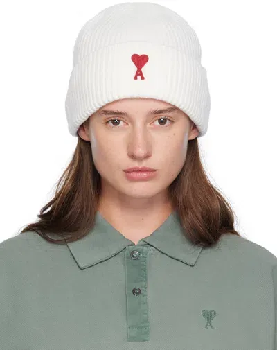 Ami Alexandre Mattiussi Off-white Red Ami De Cœur Beanie