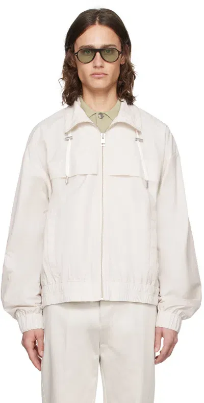 Ami Alexandre Mattiussi Off-white Zip Bomber Jacket In Chalk/193