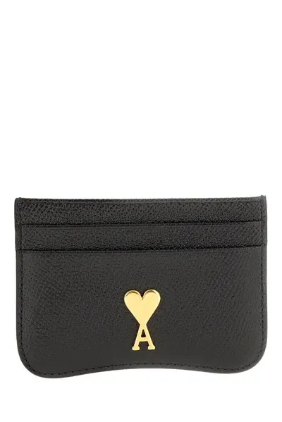 Ami Alexandre Mattiussi Paris De Coeur Logo Plaque Cardholder In Black