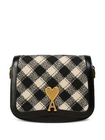 Ami Alexandre Mattiussi Paris Paris Check-print Shoulder Bag In Black