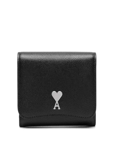 Ami Alexandre Mattiussi Paris Paris Leather Wallet In Black