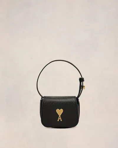 Ami Alexandre Mattiussi Paris Paris Nano Pouch Black In Black/ Vibrated Brass