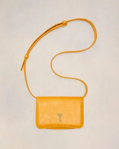 Ami Alexandre Mattiussi Paris Paris Strap Card Holder Yellow In Mustard