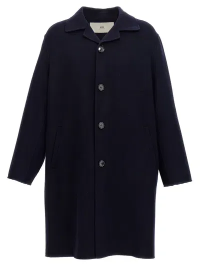 Ami Alexandre Mattiussi Paris Single-breasted Coat In Navy Blue