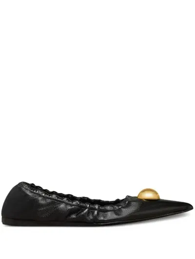 Ami Alexandre Mattiussi Pointed-toe Leather Ballerinas In Black