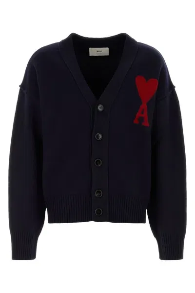 Ami Alexandre Mattiussi Red Adc Cardigan In Blue