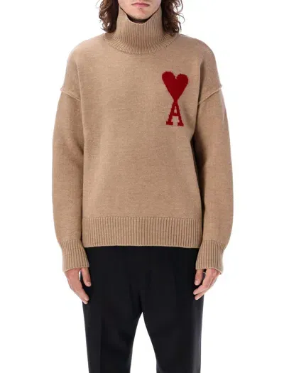 Ami Alexandre Mattiussi Red Adc Sweater In Beige