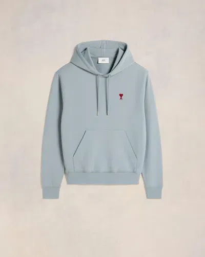 Ami Alexandre Mattiussi Red Ami De Coeur Hoodie Blue In Clay Blue