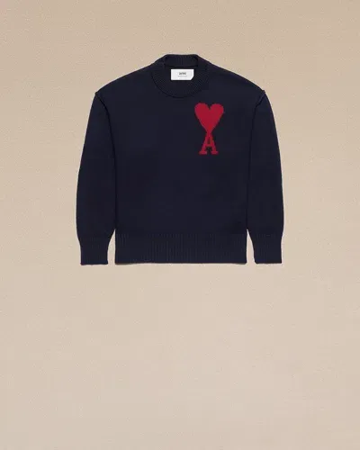 Ami Alexandre Mattiussi Ami De Coeur Crewneck Sweater In Blue