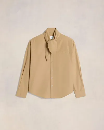 Ami Alexandre Mattiussi Scarf Collar Shirt Beige In Sand