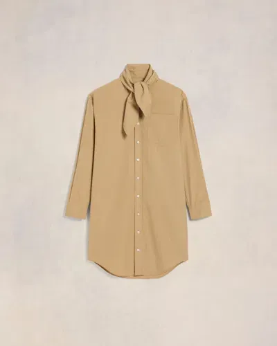 Ami Alexandre Mattiussi Scarf-collar Cotton Shirt Dress In Sand