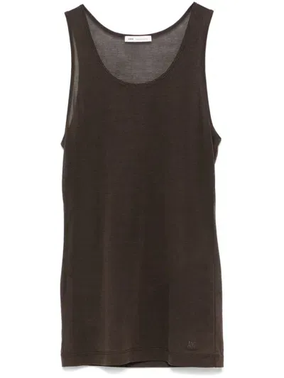 Ami Alexandre Mattiussi Sheer Tank Top In Brown